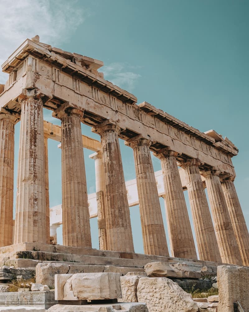 The Acropolis and Parthenon overlooking Athens at sunset