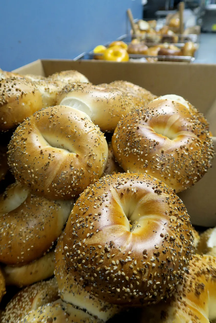 Fresh bagels arranged for breakfast at the Jersey Shore