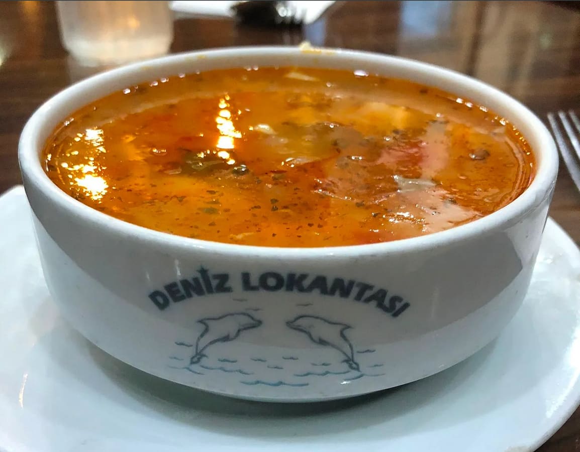 Mercimek corbasi Turkish red lentil soup with lemon