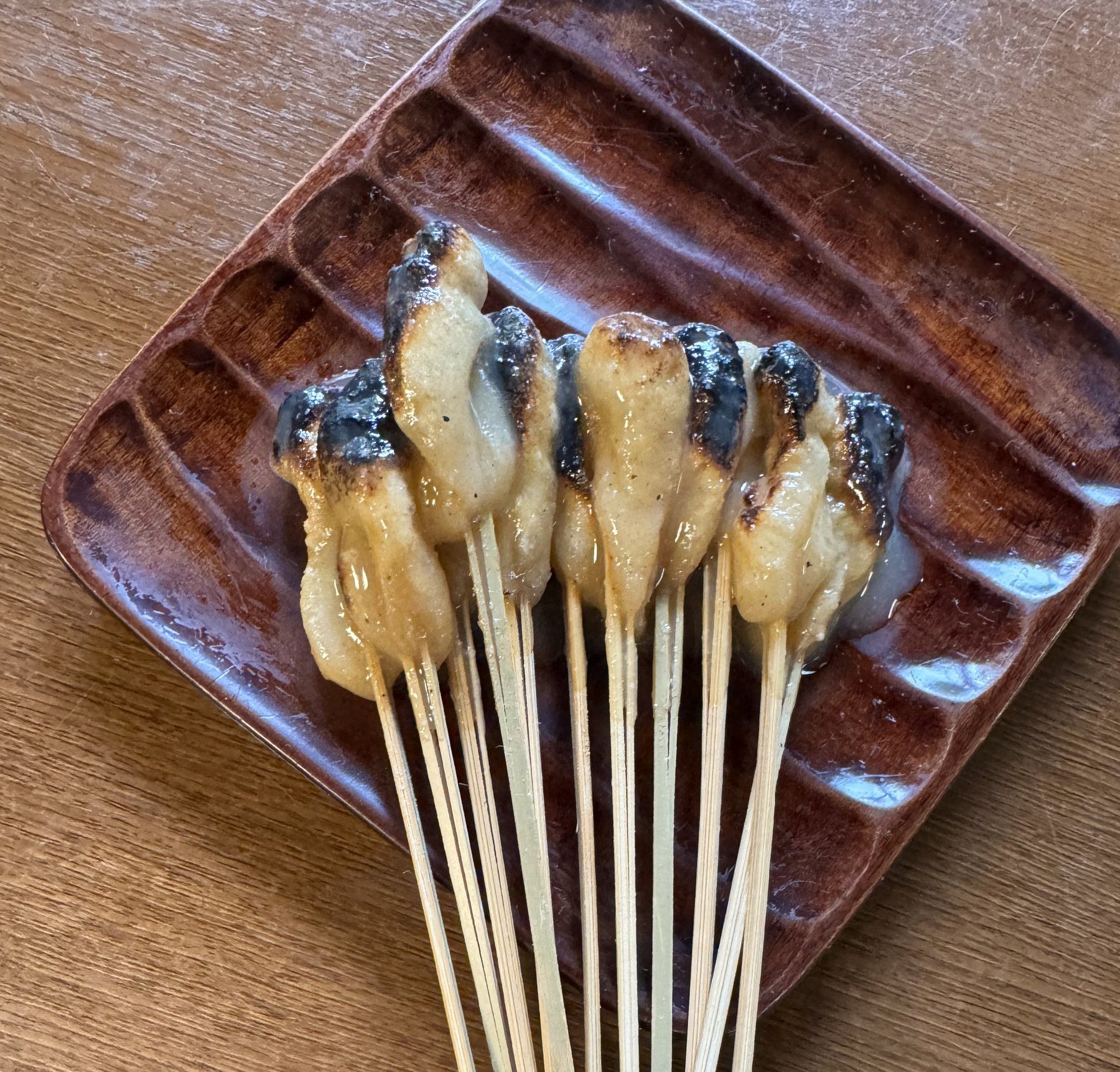 Aburi mochi skewers grilled and glazed