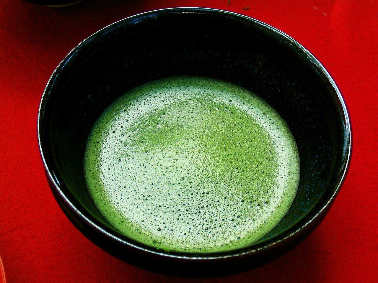 Bowl of whisked matcha green tea