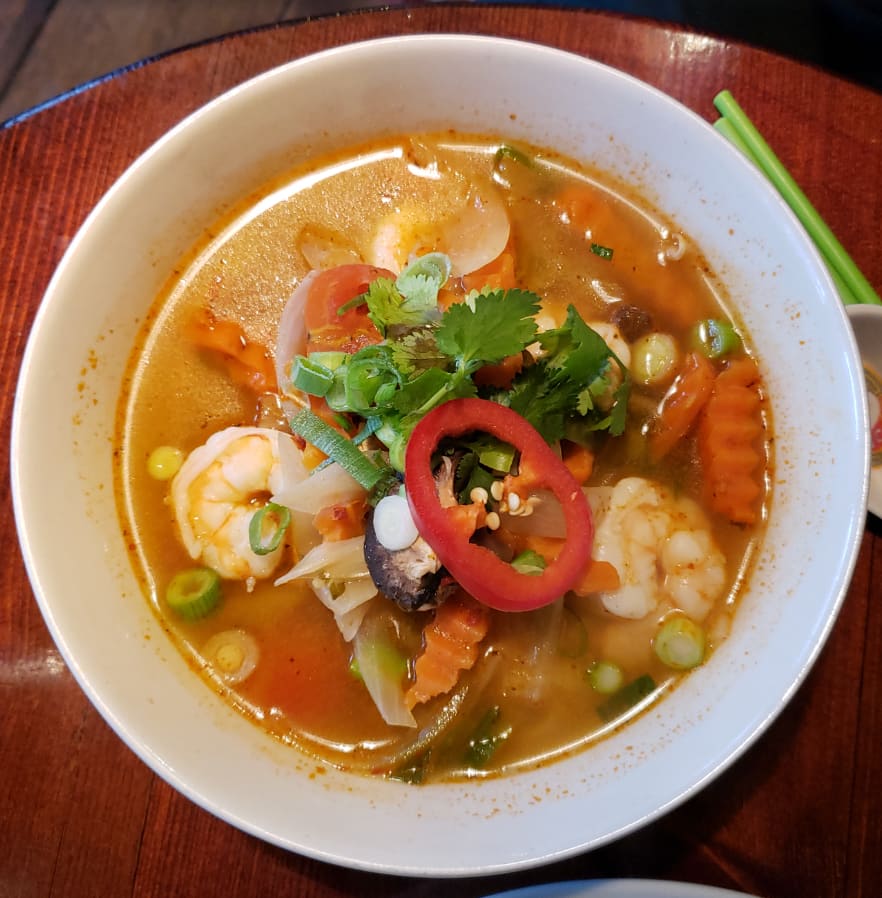 Tom Yum Goong soup with shrimp