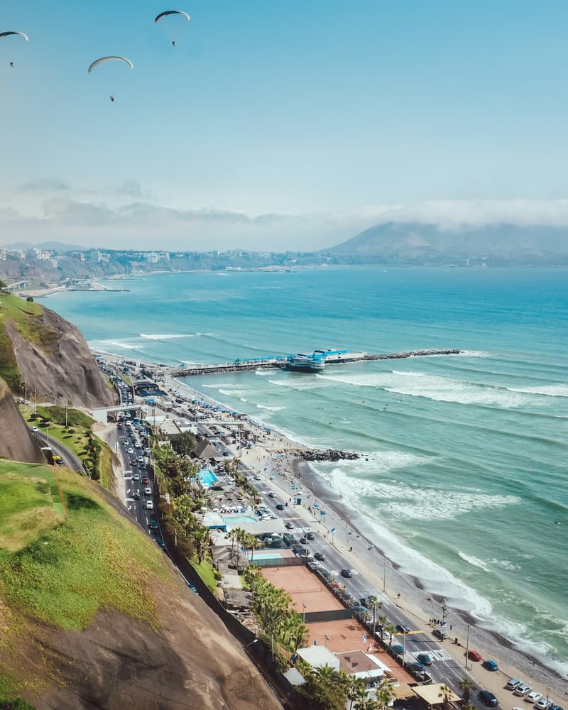 Lima coastline and city skyline during the day