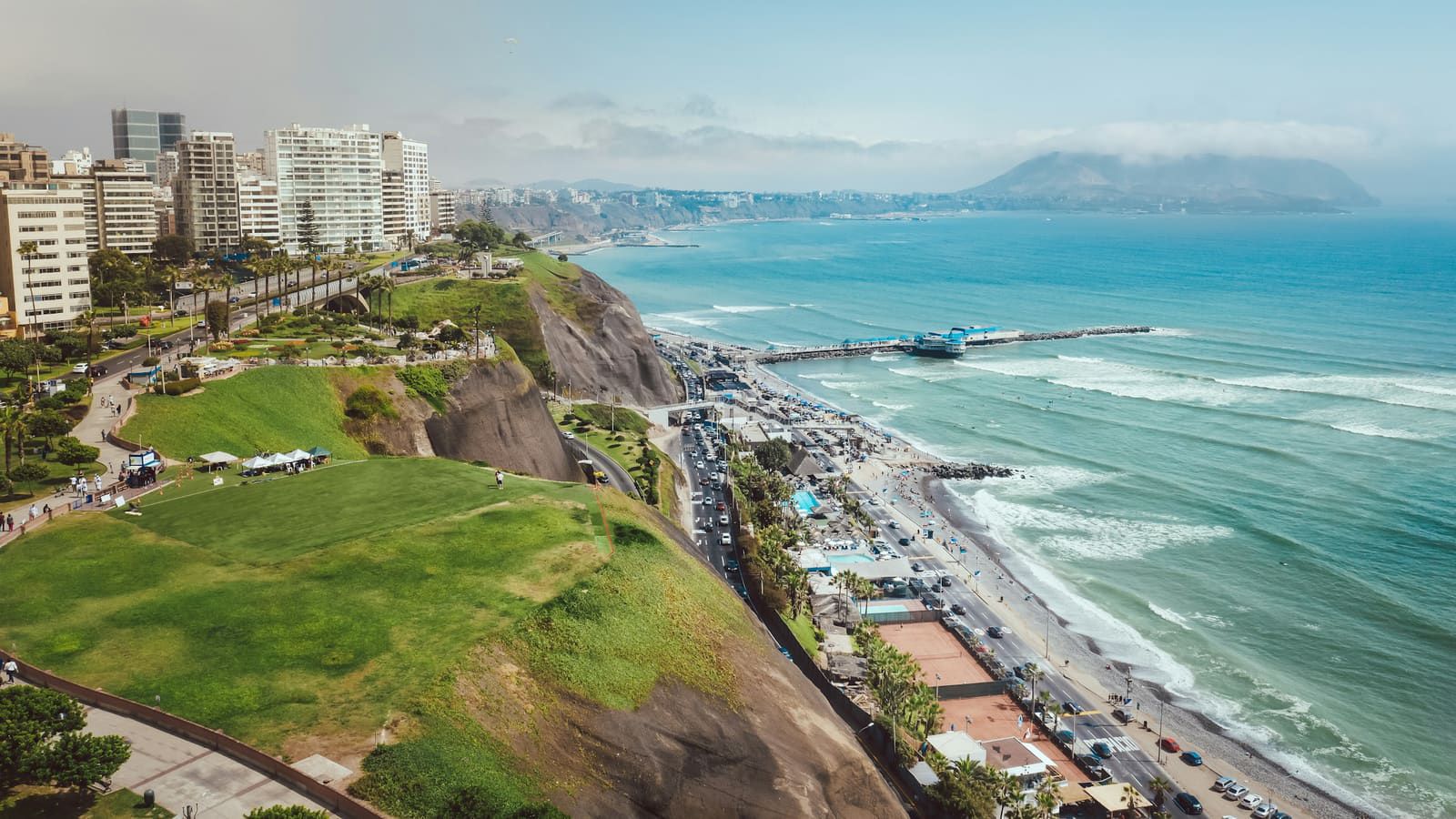 Lima coastline and city skyline during the day