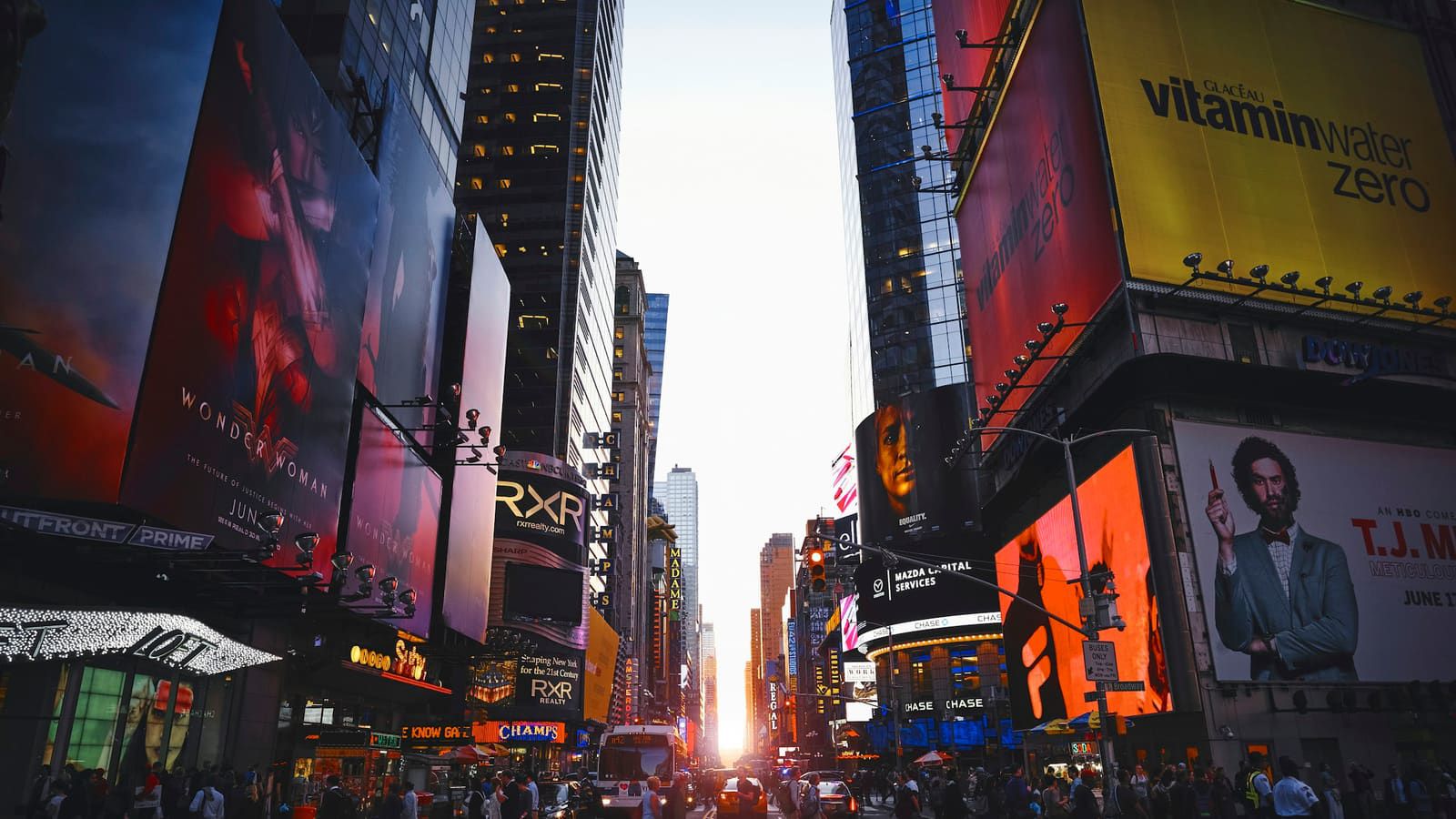 New York City skyline at golden hour
