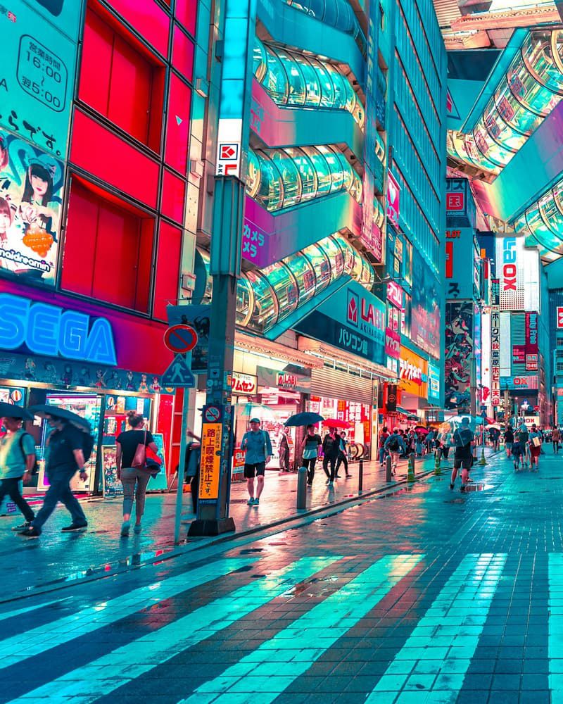 Busy Tokyo street with signs and city lights